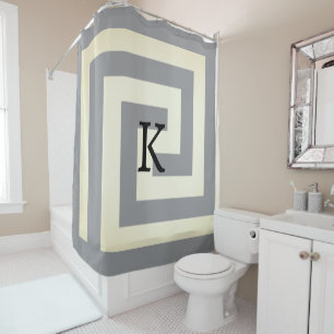 Cortina Para Box Padrões de Cinza de Monogramas de Chave Grega Vint