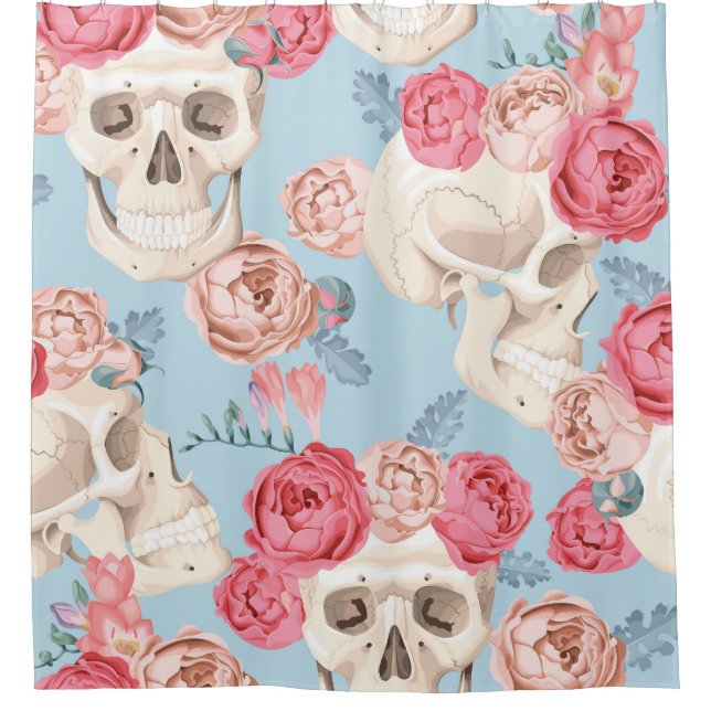 Cortina Para Box Padrões de colheita de crânios e Rosas (Frente)