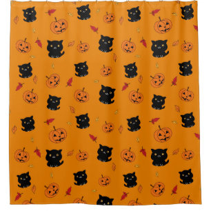 Cortina Para Box Padrões De Gatos Pretos E Abóboras Do Halloween