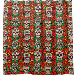 Cortina Para Box Padrões de Skulls Florais