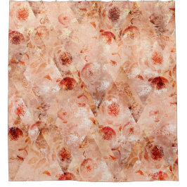 Cortina Para Box Padrões florais fortes. Fundo de coral.