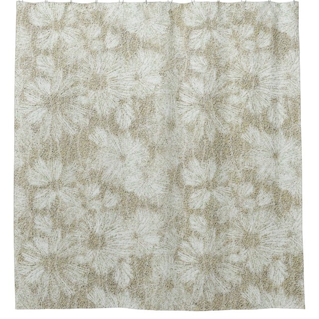 Cortina Para Box Padrões Texturizados de margarida destruída em cre (Frente)