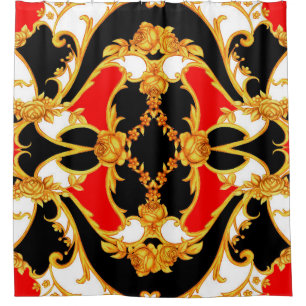 Cortina Para Box Painel de identificação Rococo com elementos flo