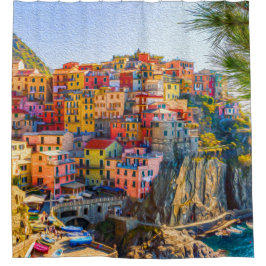 Cortina Para Box Paintagem com Casas Coloridas da Itália