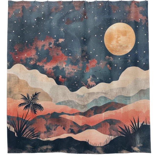 Cortina Para Box Paisagem Boho Abstrato (24) (Frente)