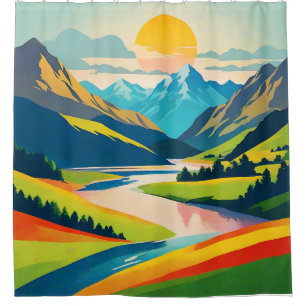 Cortina Para Box Paisagem da Montanha Retroativa