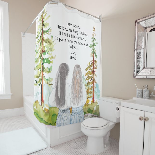 Cortina Para Box Paisagem de Aquarela com 2 Mensagem Personalizada  (In Situ)