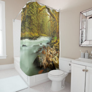 Cortina Para Box Paisagem de Woodland com Fluxo Fluxo