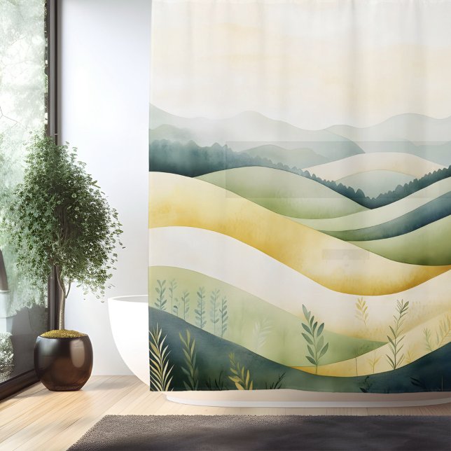 Cortina Para Box Paisagem Japonesa Tradicional com Aquarela (Criador carregado)