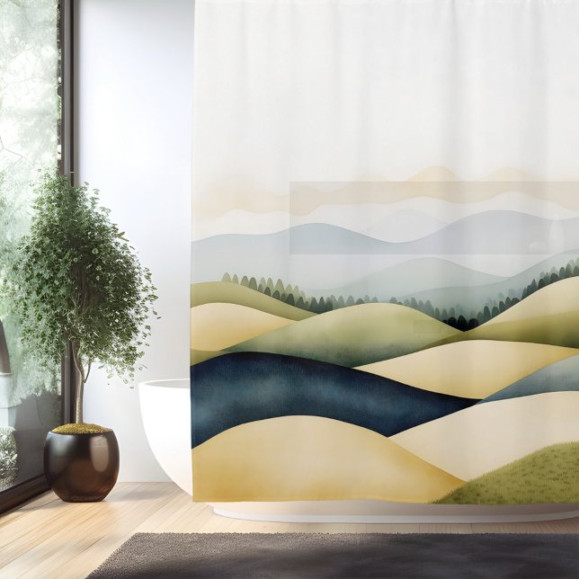 Cortina Para Box Paisagem Japonesa Tradicional com Aquarela (Criador carregado)