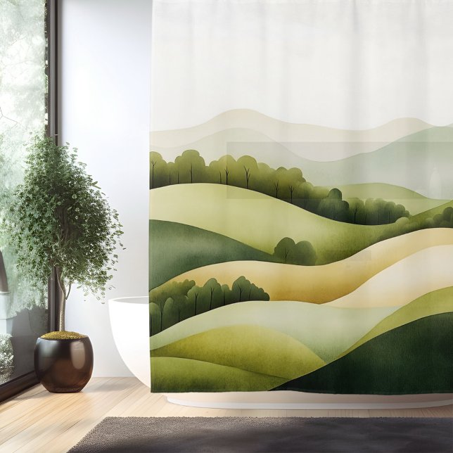 Cortina Para Box Paisagem Japonesa Tradicional com Aquarela (Criador carregado)