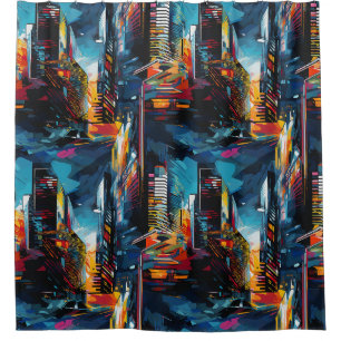 Cortina Para Box Paisagem Urbana Abstrata de Cyberpunk (3)