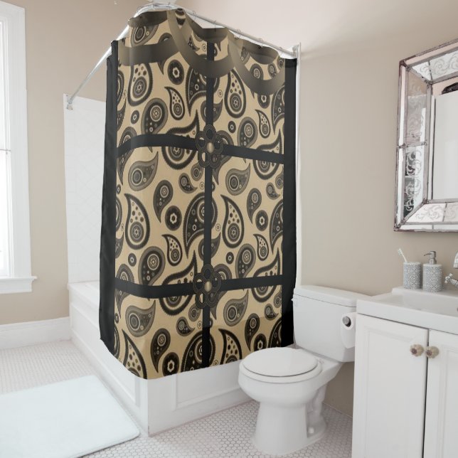 Cortina Para Box Paisley Brown Blackshowercurtain (In Situ)