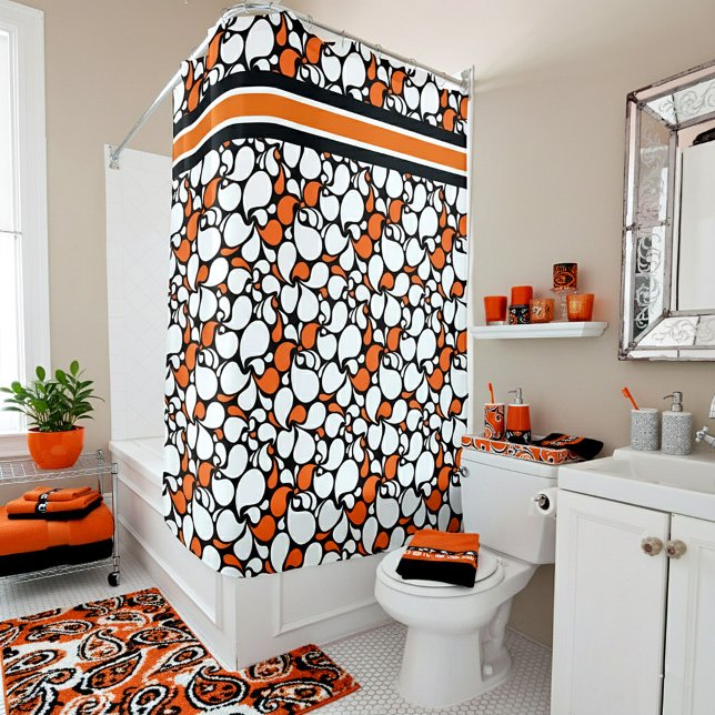 Cortina Para Box paisley laranja e preto (Criador carregado)