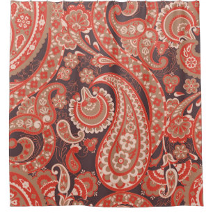 Cortina Para Box Paisley vintage padrão perfeito. Flor fantástica