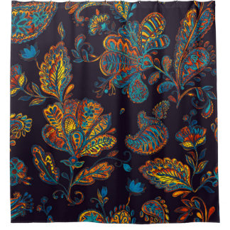 Cortina Para Box Paisley watercolor: azulejo de padrão floral