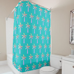 Cortina Para Box Palm Springs Caribenho Azul Tropical Palmeira