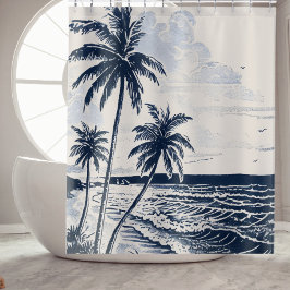 Cortina Para Box Palm Tree Beach Chá Cortain Bathroom Decore