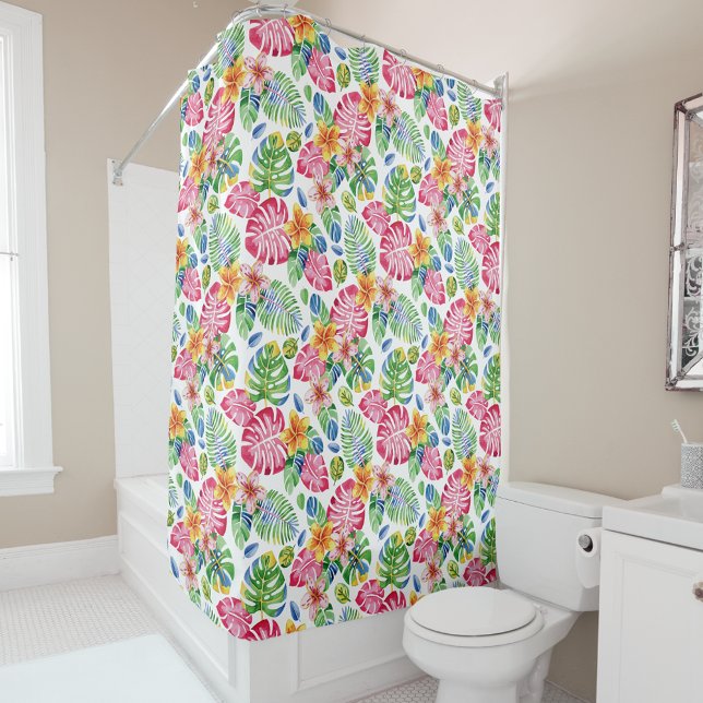 Cortina Para Box Palma Tropical Deixa verde-rosa giro (Criador carregado)