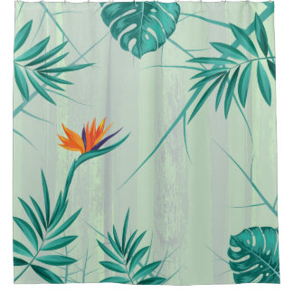 Cortina Para Box Palma Verde Azul Tropical