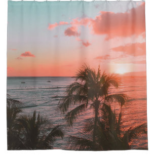 Cortina Para Box Palmeiras de praia tropical Sunset Fotografia à be
