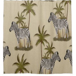 Cortina Para Box Palmeiras exóticas e zebras