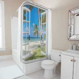 Cortina Para Box Palmeiras tropicais Palmeiras Ocean Beach Chá Cort