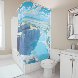 Cortina Para Box Pamukkale Turca Art Vintage Viagem