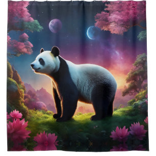 Cortina Para Box Panda em um Jardim Fantástico