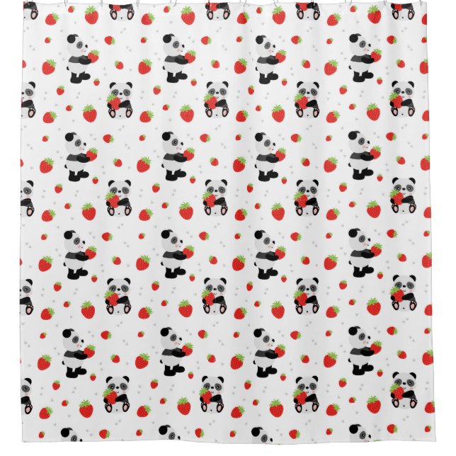 Cortina Para Box Panda fofo com morango (Frente)