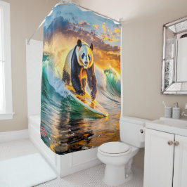 Cortina Para Box Panda Surfando Em Sunset Design Por Rich AMeN Gill