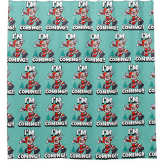Cortina Para Box Papai Noel Engraçado Padrão Natal Humorístico