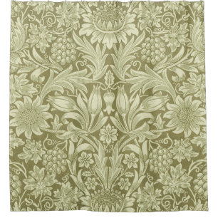 Cortina Para Box Papel de Parede Girassol de William Morris em Oliv