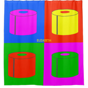 Cortina Para Box Papel higiênico retrô-psicodélico Pop