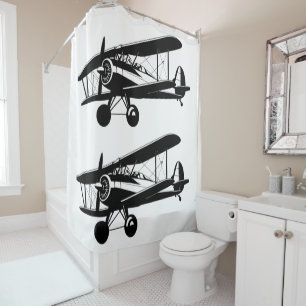 Cortina Para Box Par de Aviões Retro Formação Silhueta Aeronave