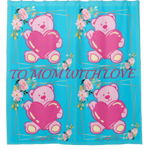 CORTINA PARA BOX PARA A MÃE COM PINO DE AMOR, BEBÊ AZUL, FLORA DE U