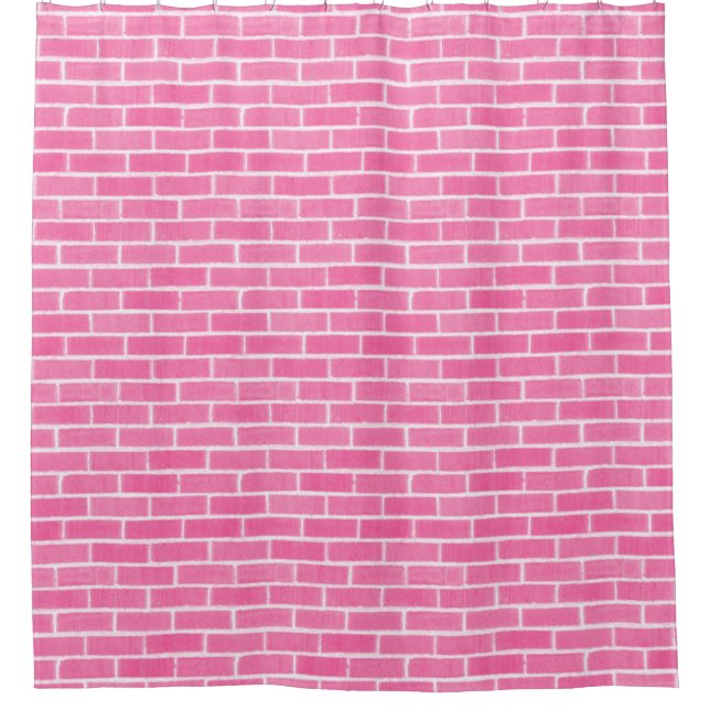 Cortina Para Box Parede Brick Rosa (Frente)