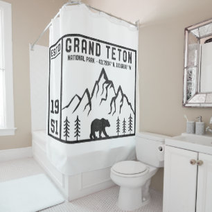 Cortina Para Box Parque Nacional do Vintage Grand Teton Wyoming Mou