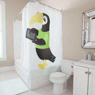 Cortina Para Box Parques tucanos coloridos em amarelo verde