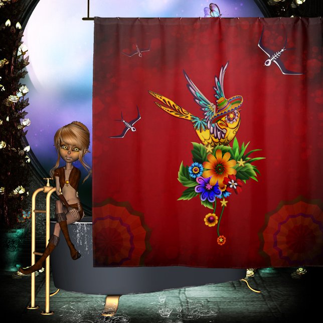 Cortina Para Box Pássaro do crânio de açúcar engraçado (Sugar skull bird)