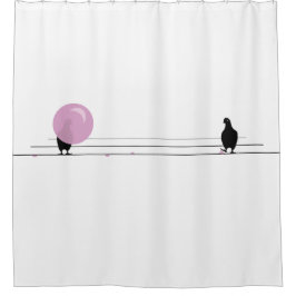 Cortina Para Box Pássaros cor-de-rosa e grão-rosa engraçados em bra