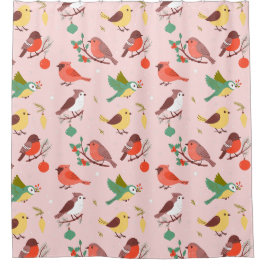 Cortina Para Box Pássaros de Natal de Inverno Crianças