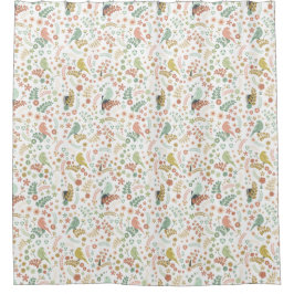 Cortina Para Box Pássaros e Ramais Shabby