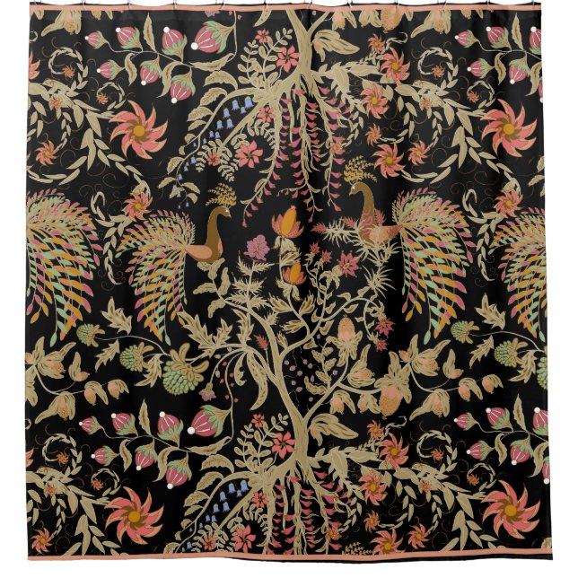 Cortina Para Box Pássaros Florais Chineses (Frente)