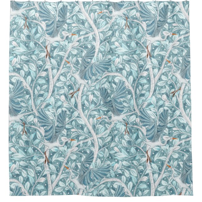 Cortina Para Box Pássaros Serenos em Florestas Lush (Frente)