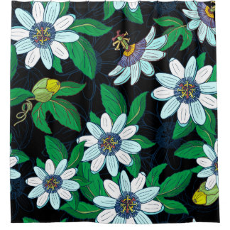 Cortina Para Box Passionflower, passiflora on a black background. F