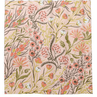 Cortina Para Box Pastel Blooming Flowers Padrão Vintage