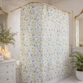 Cortina Para Box Pastel Easter Egg and Spring Floral Pattern