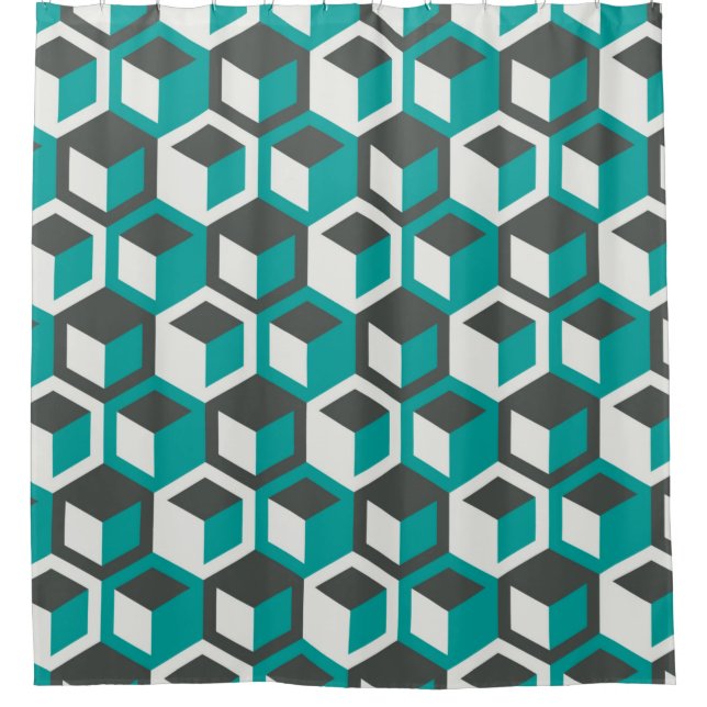 Cortina Para Box Pat geométrico perfeito com abstrato retrô inspira (Frente)