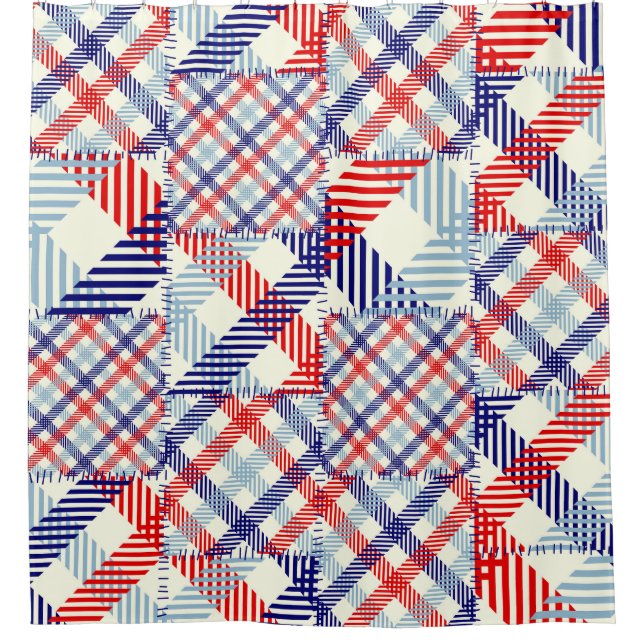 Cortina Para Box Patch de Xadrez Clássica: Padrão Quadrado (Frente)
